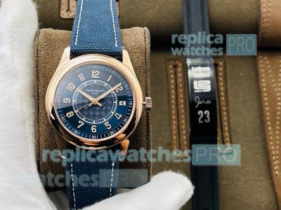 PPF Factory Swiss Replica Patek Philippe Calatrava Blue Dial Rose Gold Watch 40MM